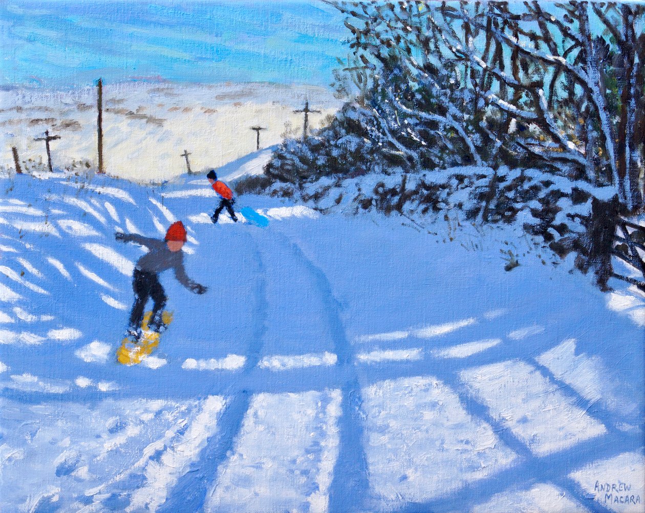 The snowboarder, Dove Head,Derbyshire, oil on canvas) 2021 作者 安德鲁·马卡拉（Andrew Macara）