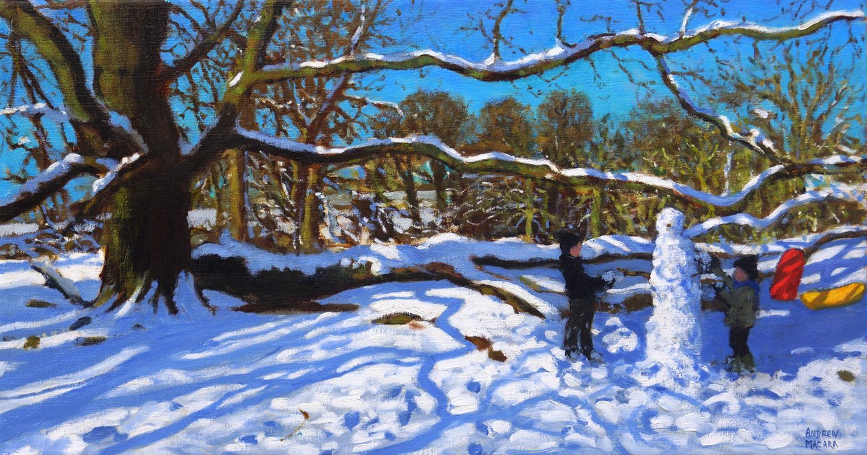 雪人，Calke Abbey，Ticknall，Derby，2022 年（布面油画） 作者 安德鲁·马卡拉（Andrew Macara）