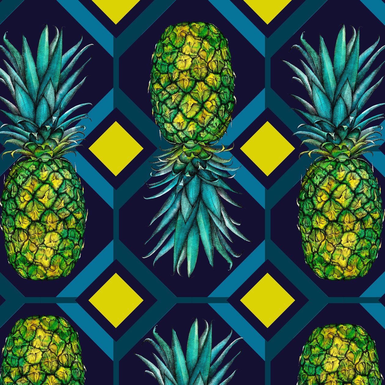 Pineapple geometric tile, 2018 作者 安德鲁·沃森
