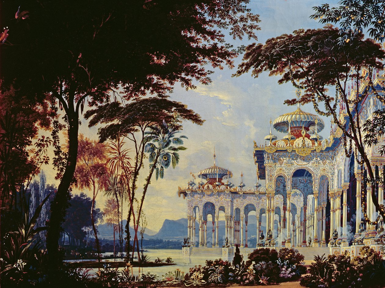 1842年Glinka的“Ruslan and Lyudmila”舞台设计（纸上水粉和水粉） 作者 安德烈·亚当莫维奇·罗勒（Andrey Adamovich Roller）