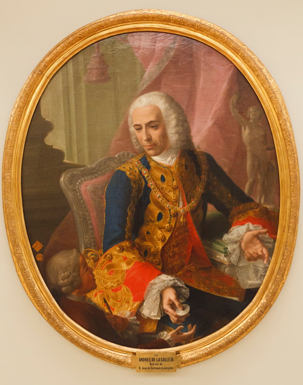 与儿童，Mariano Sanchez，1754年的Don Jose de Carvajal和Lancaster的肖像 作者 安德烈斯·德拉·卡拉亚