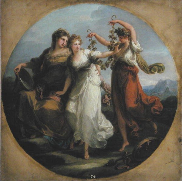 美丽，在谨慎的支持下，蔑视愚蠢的提议，约1780（布面油画） 作者 当归考夫曼