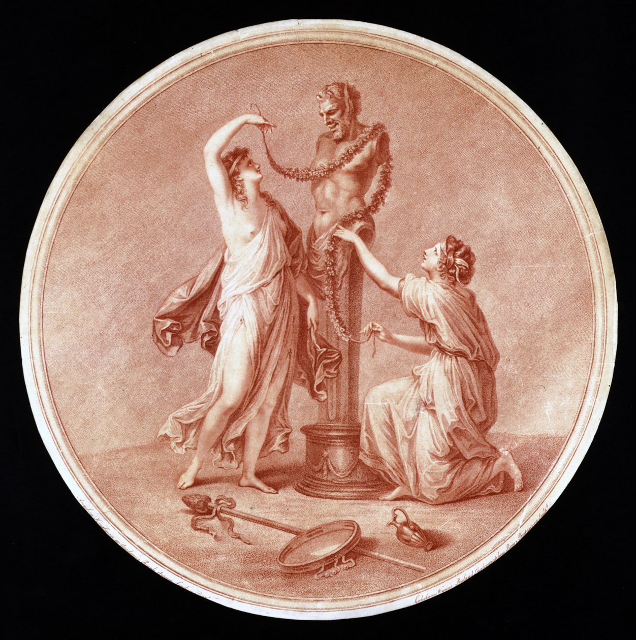 装饰雕像的若虫，由William Wynne Ryland（1732-83）1776（红色点画雕刻）雕刻而成 作者 当归考夫曼之后