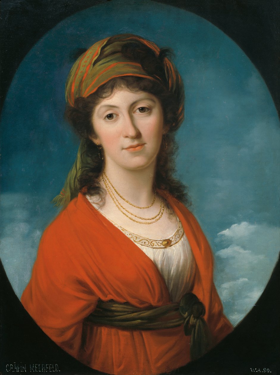 Marie Therese Meerfeld伯爵夫人的肖像，她名叫Dietrichstein，约1790年。 作者 当归考夫曼