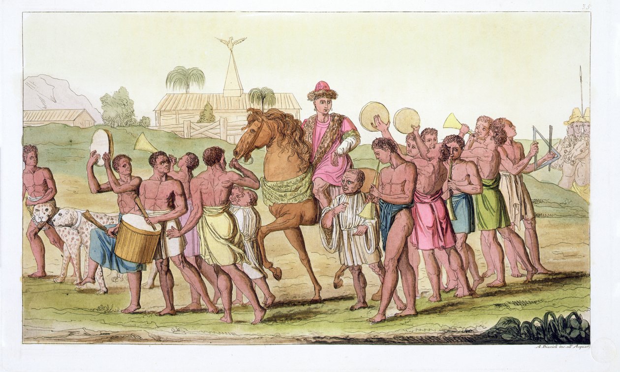 Coralin，贝宁国王节，来自Jules Ferrario的&39;Le Costume Ancien et Moderne&39;的38号板块，出版于1820年代至30年代 作者 安吉洛·比亚西奥利（Angelo Biasioli）