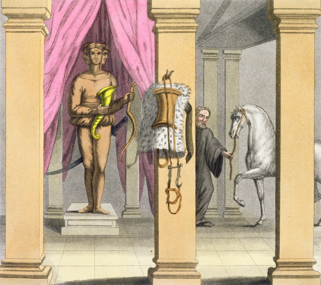 卡利古拉马的马厩，Incitata，c.1800-1818 作者 安吉洛·比亚西奥利（Angelo Biasioli）