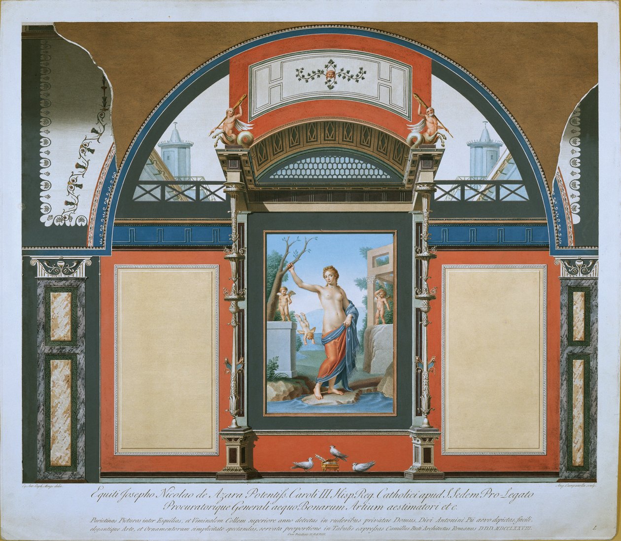 1778年，Villa Negroni酒店的古董厅的壁画装饰 作者 安吉洛·坎帕内拉（Angelo Campanella）