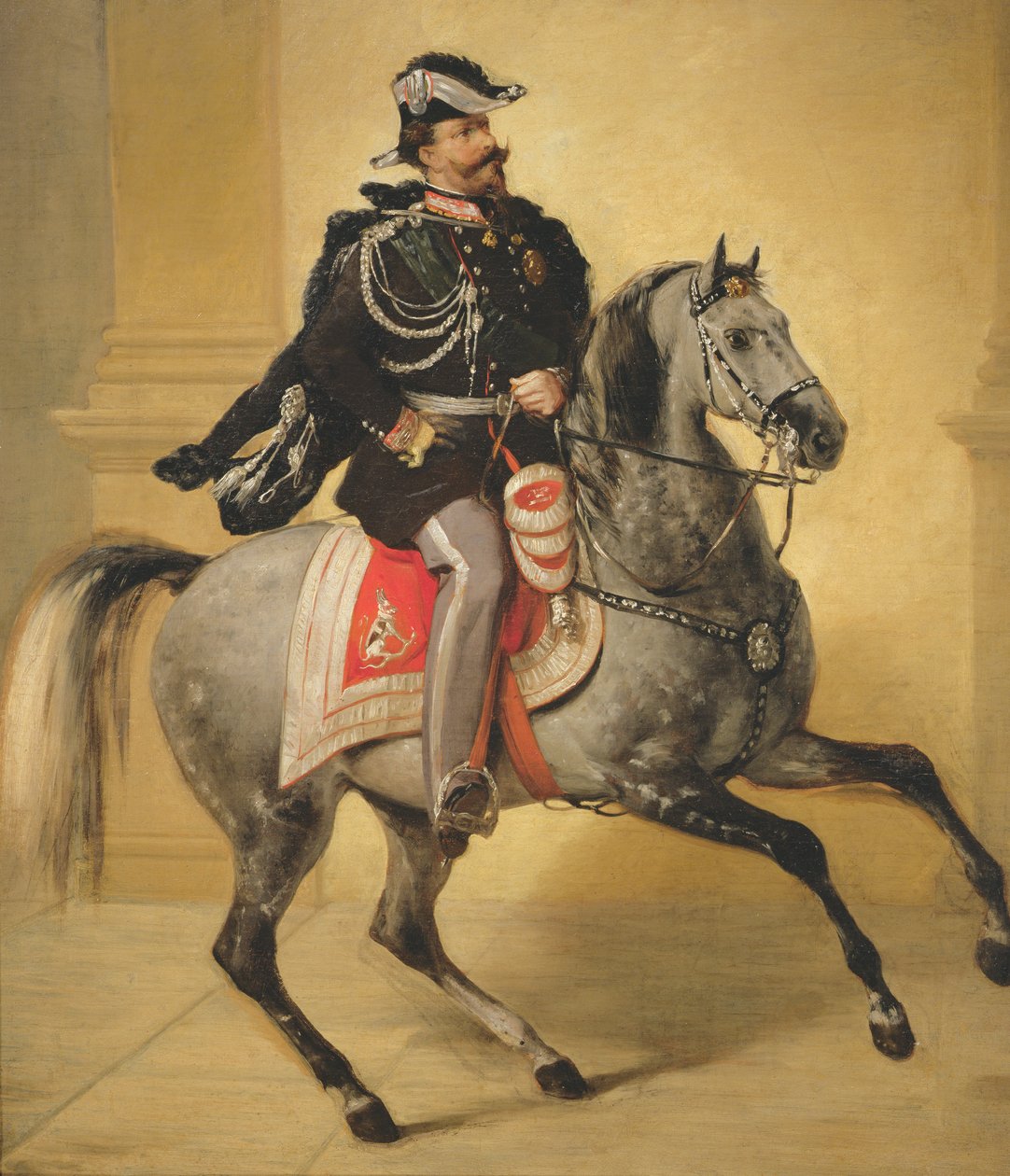 意大利的Victor Emmanuel II骑马画象 作者 安杰洛·因甘尼