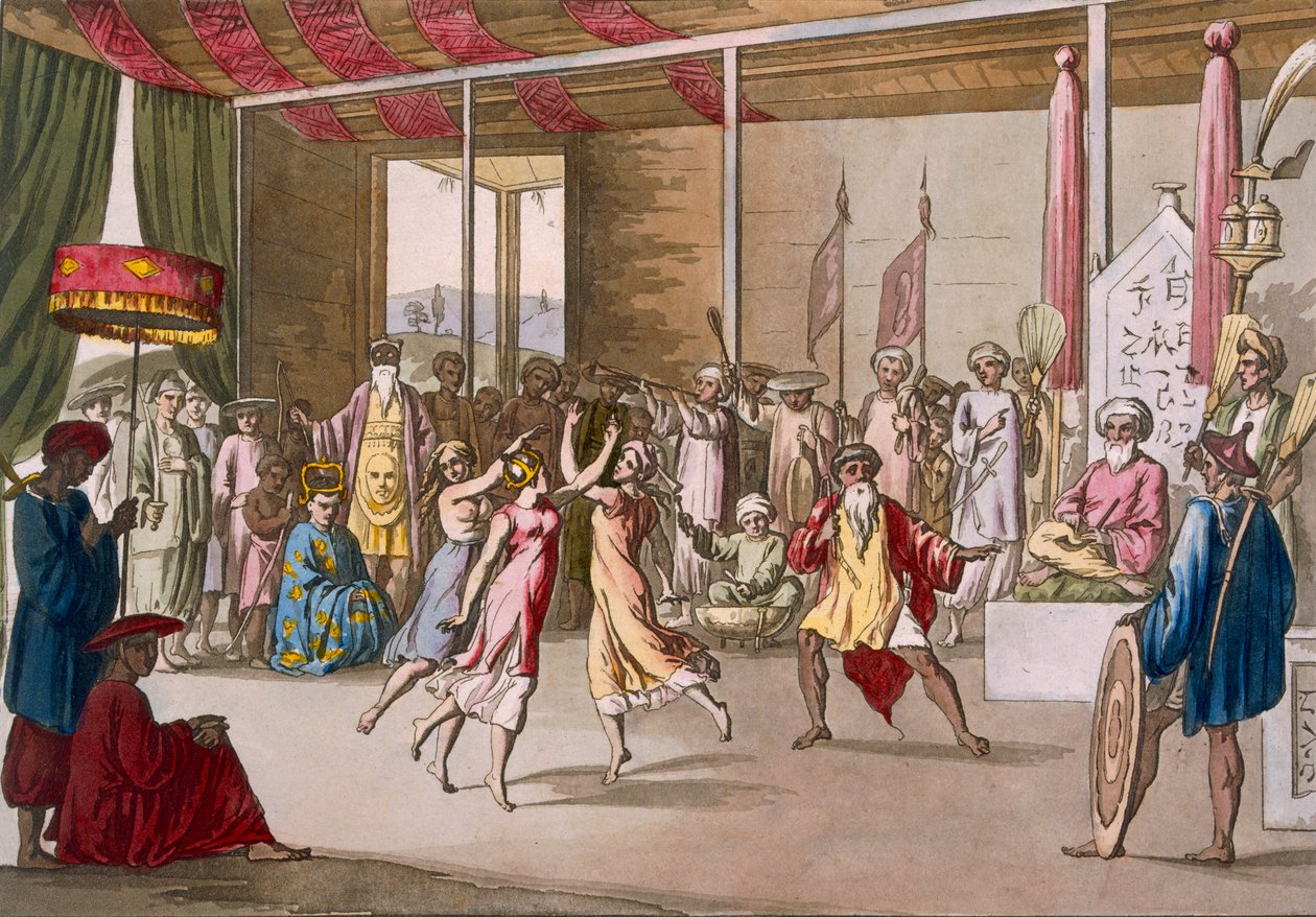 科钦中国戏剧，来自Giulio Ferrario的&39;Costume dei ...&39;，1820s-30s 作者 安吉洛·蒙蒂塞利（Angelo Monticelli）