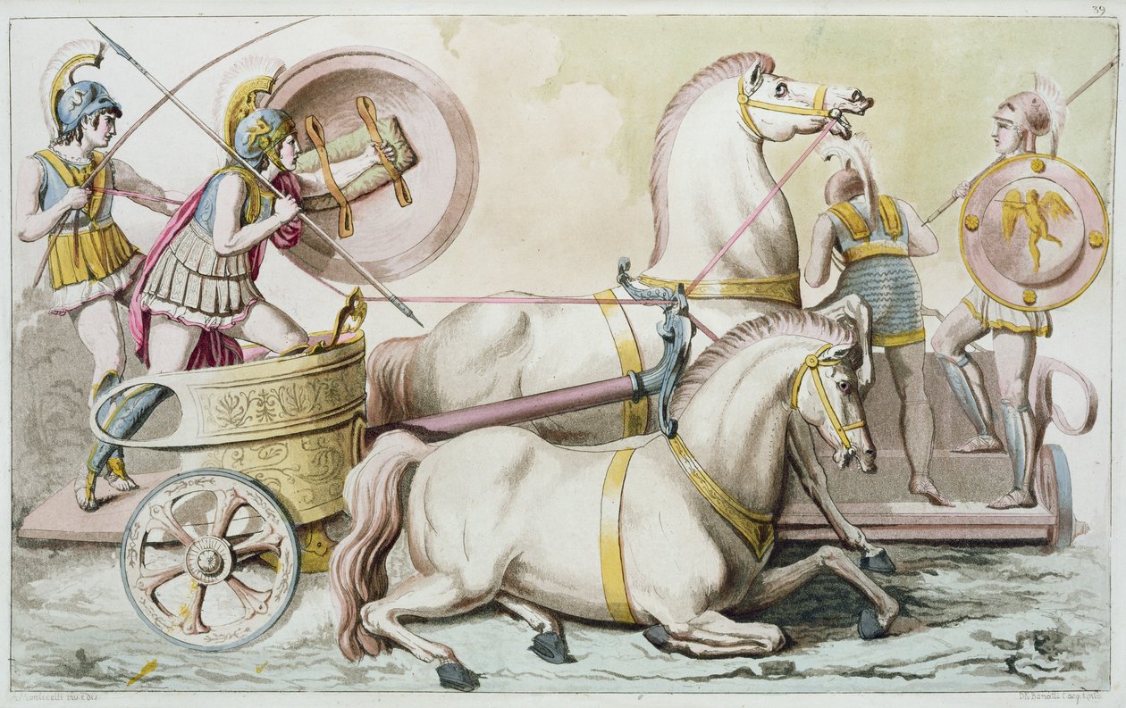 罗马战车，来自&39;罗马服饰&39;，由DK Bonatti雕刻，1810年（aquatint） 作者 安吉洛·蒙蒂塞利（Angelo Monticelli）