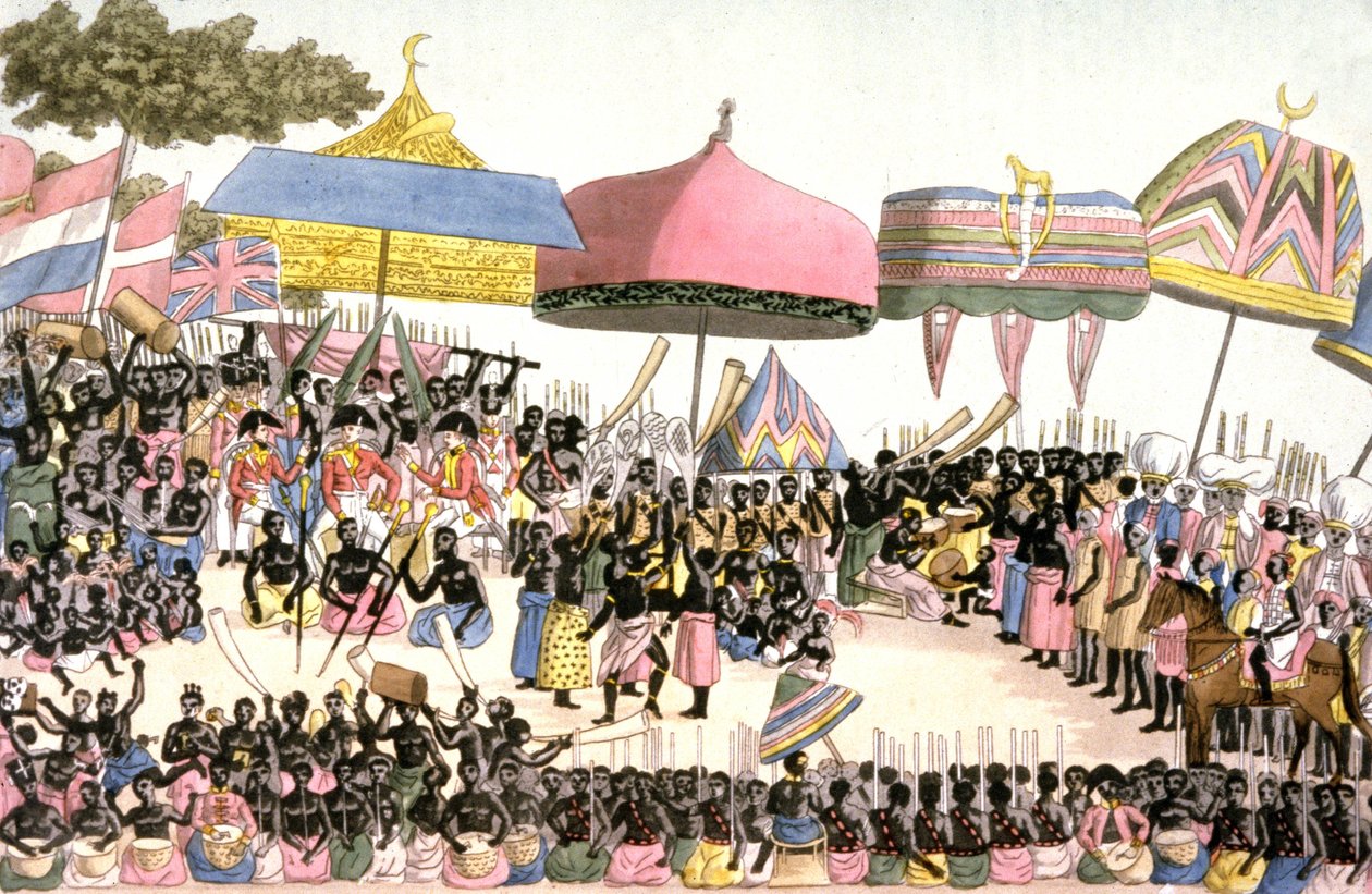 英国驻象牙海岸大使馆，约 1820 年（雕刻） 作者 安杰洛（后）比亚西奥利