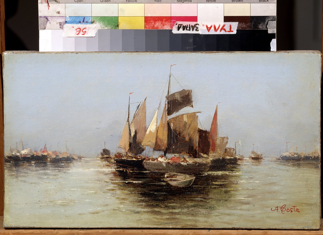 "Voiliers" (帆船) 安杰洛-玛丽亚-科斯塔（1670-1721 年）的 Peinture d