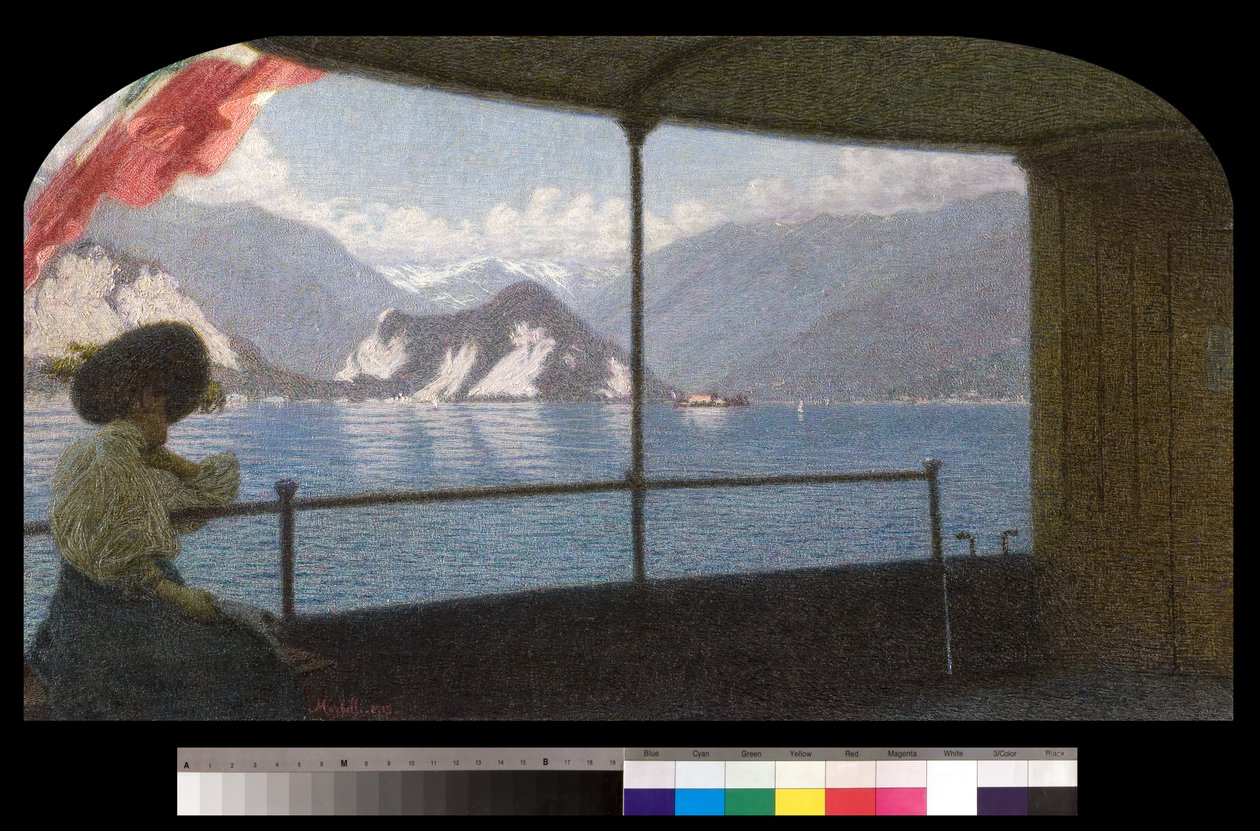 1915年，马焦雷湖上的一艘船 作者 安吉洛·莫贝利（Angelo Morbelli）