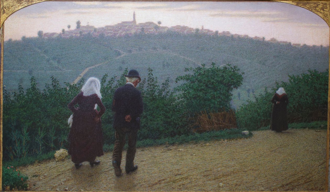 周日黎明第一弥撒。 作者 安吉洛·莫贝利（Angelo Morbelli）