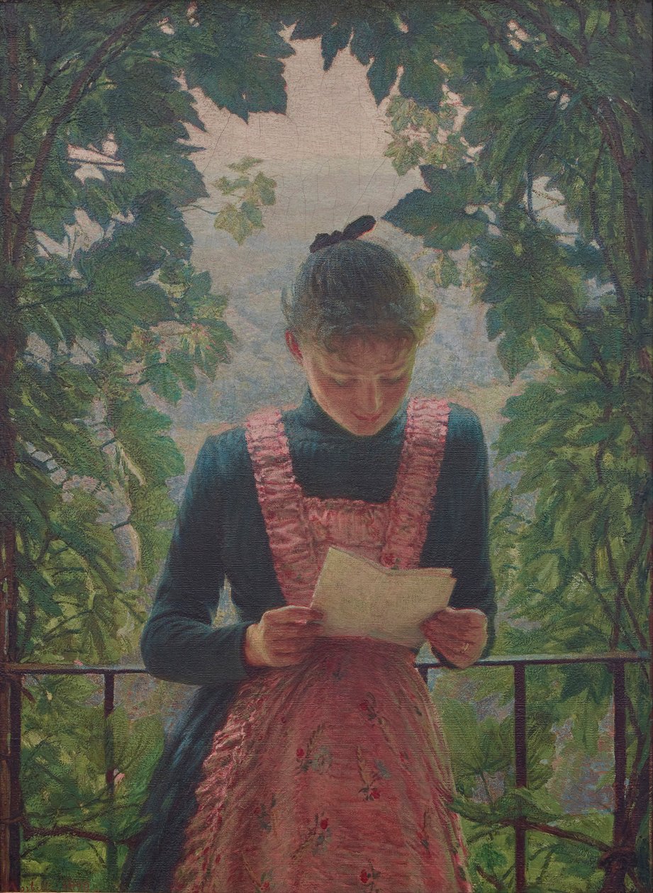 第一封信，1890年。 作者 安吉洛·莫贝利（Angelo Morbelli）