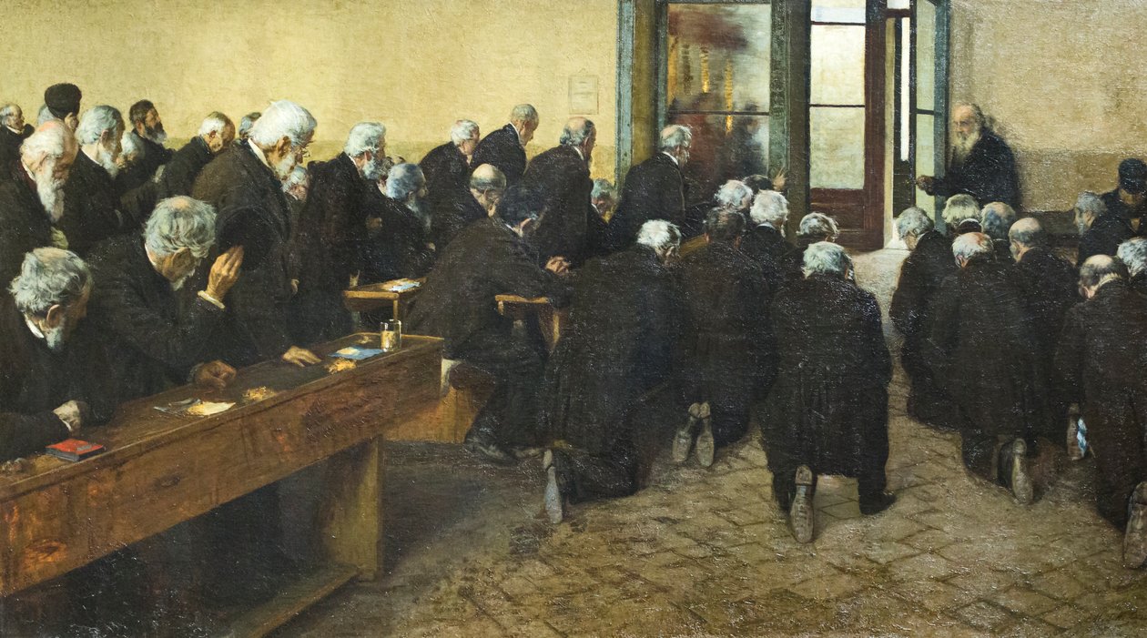 《viaticum》，1884 年（布面油画） 作者 安吉洛·莫贝利（Angelo Morbelli）