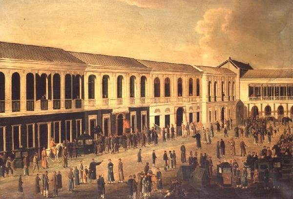 广州水边的宏伟景观，约1825年 作者 英华学校