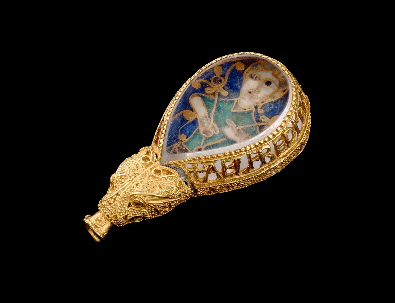 Alfred Jewel（金色，水晶和珐琅）（侧视图） 作者 盎格鲁撒克逊人