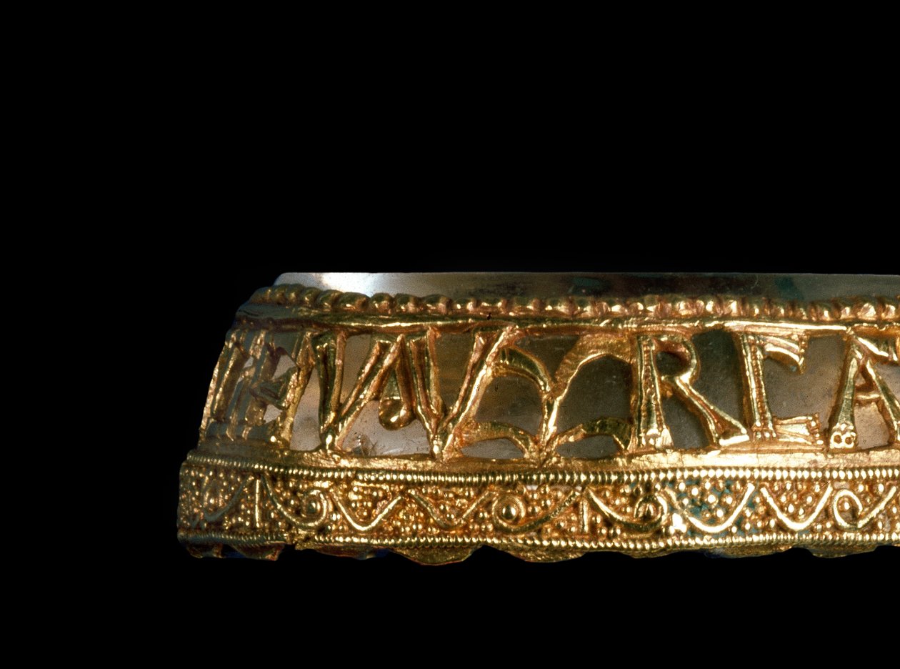 Alfred Jewel金色，水晶和100550的珐琅细节 作者 盎格鲁撒克逊人