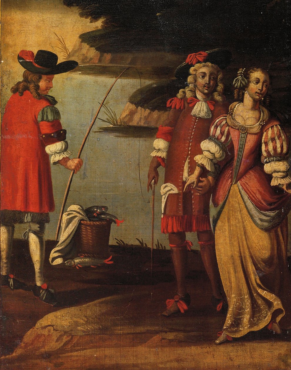 四折双面屏风，约1700年（油画画布和皮革）（细节3248382） 作者 盎格鲁弗拉芒语学校