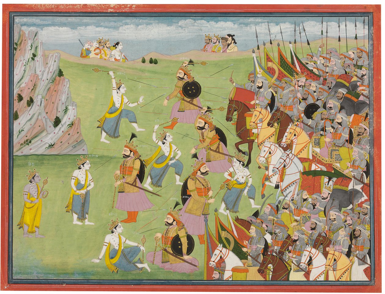 摩ab婆罗多（Mahabharata）的画作：巴拉巴拉与加拉桑达（Jarasandha），坎格拉（Kangra）或加尔瓦尔（Garhwal）作战，约1810-20年 作者 盎格鲁印度学校
