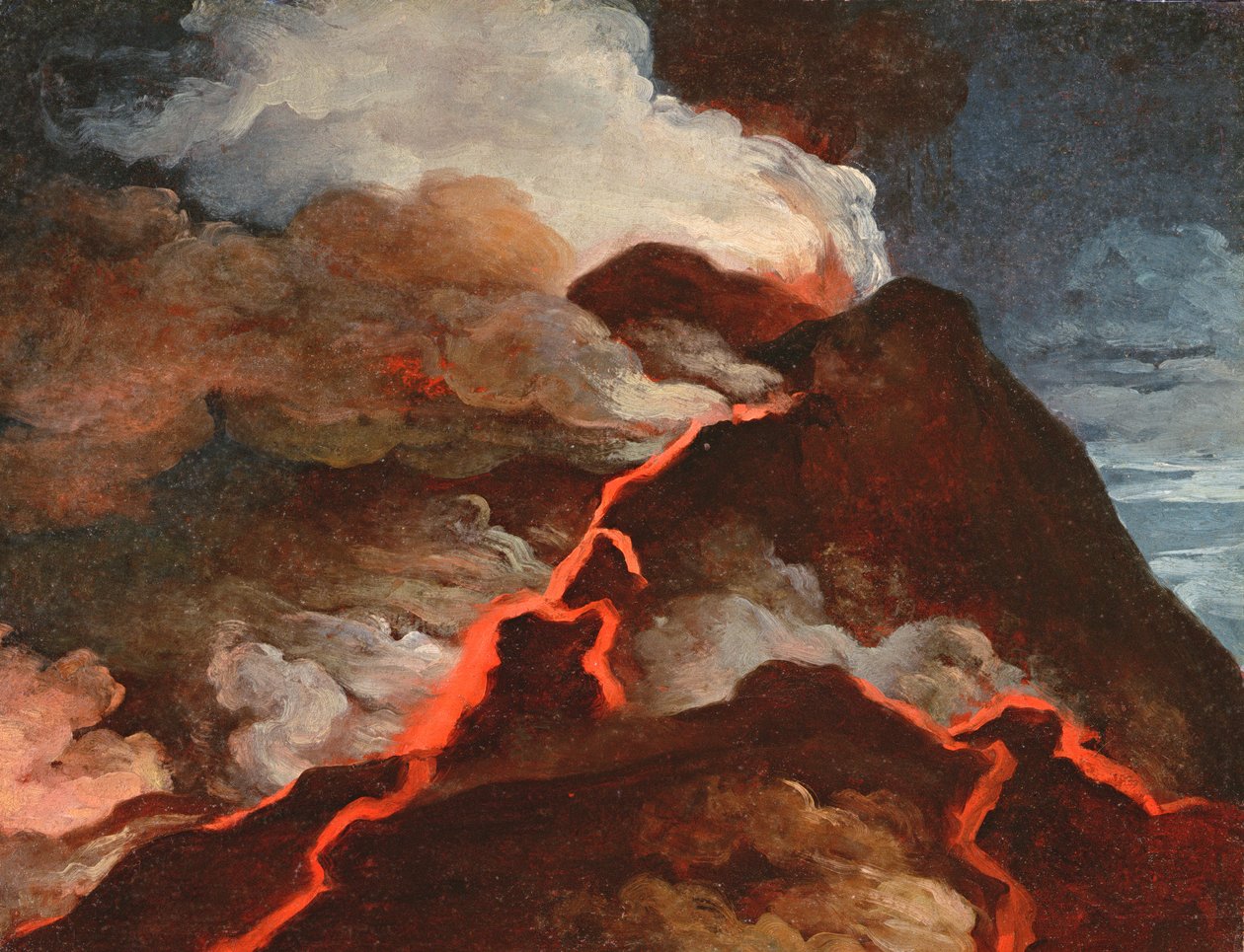 维苏威火山喷发，1772年（纸上油） 作者 阿妮丝·查尔斯·莱姆尼尔