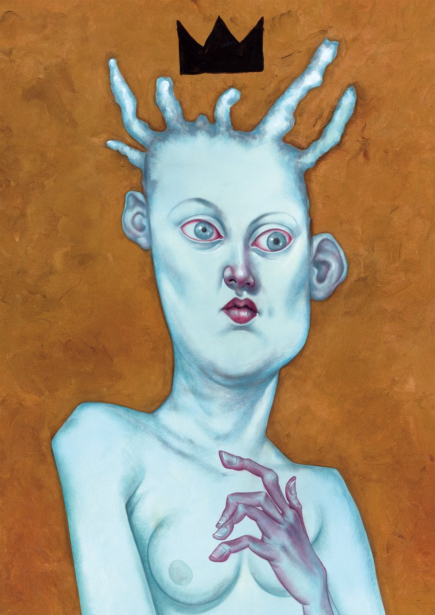 戴王冠的女王，2016 年（插图板上的丙烯颜料） 作者 安妮塔昆兹