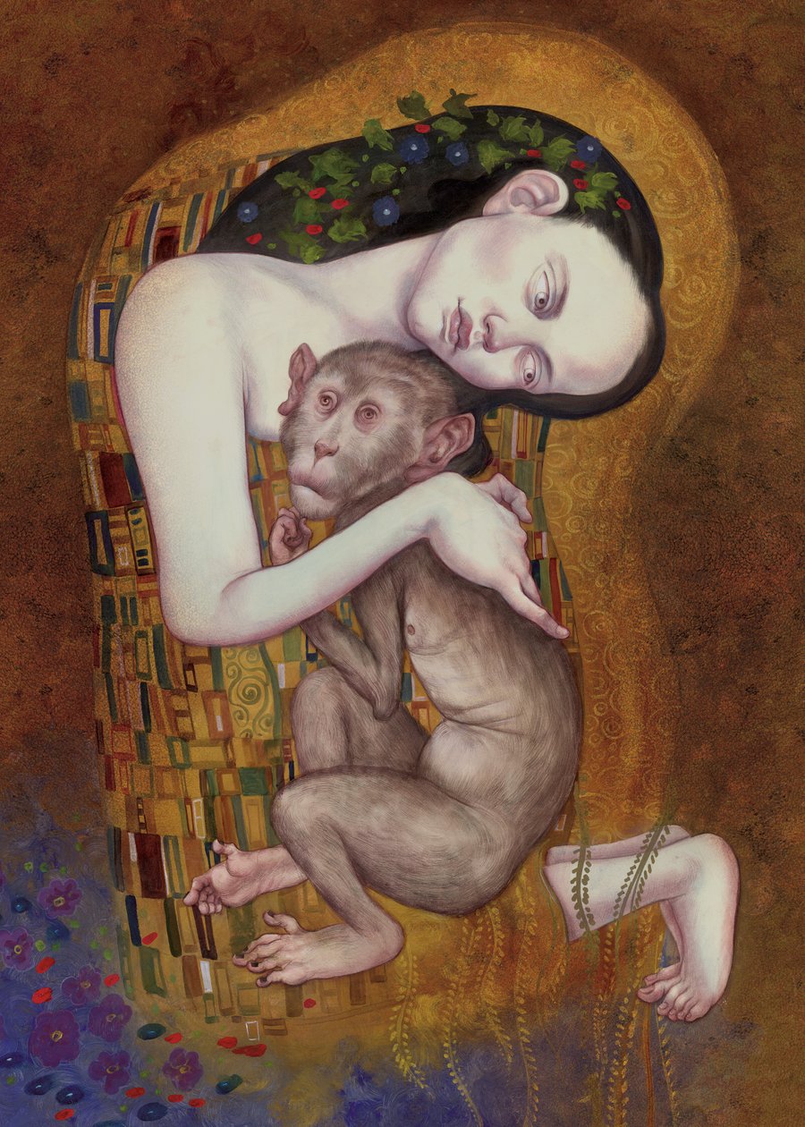 偷情》，2016 年（插图板上的丙烯颜料） 作者 安妮塔昆兹