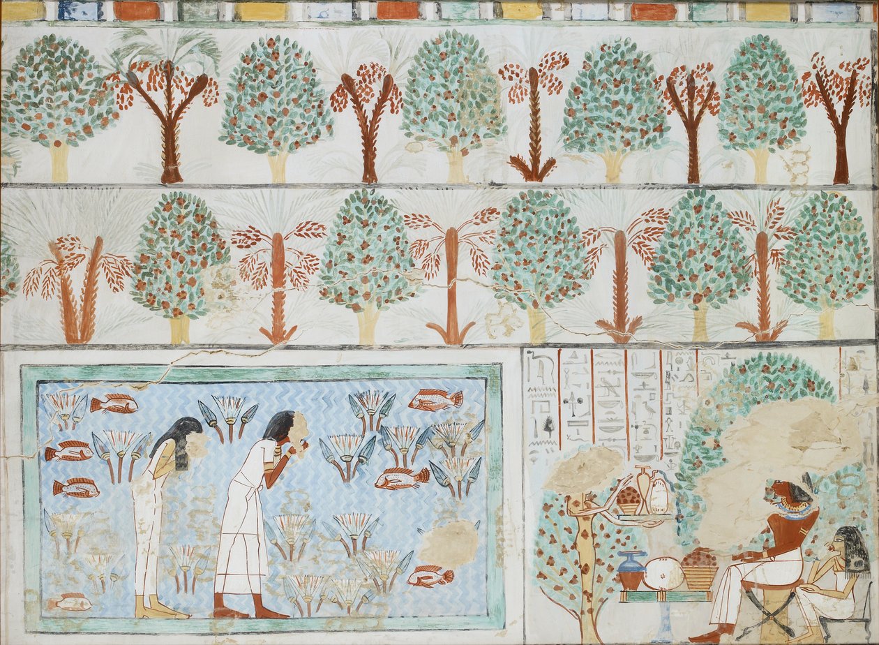 塞布霍普63号私人墓的壁画副本，底比斯I，1，125-128，20世纪 作者 安娜