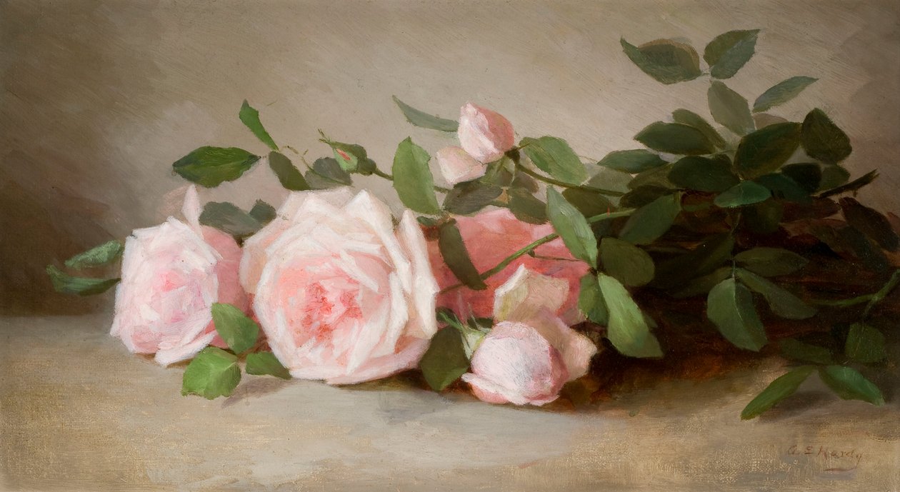 玫瑰静物 1880 年（布面油画） 作者 安娜·伊丽莎·哈迪（Anna Eliza Hardy）