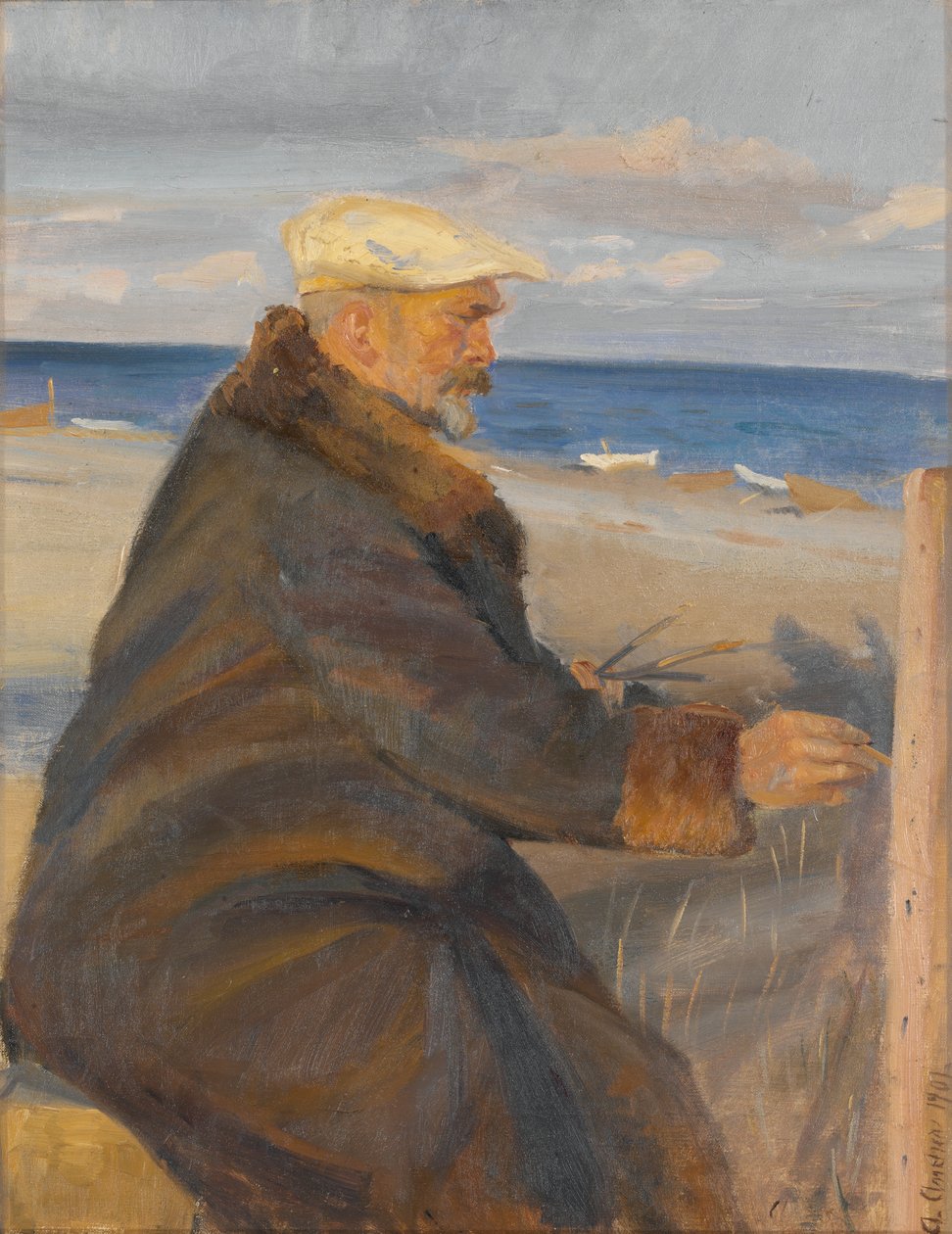 迈克尔·安彻（Michael Ancher）岸上绘画 作者 安娜·安彻