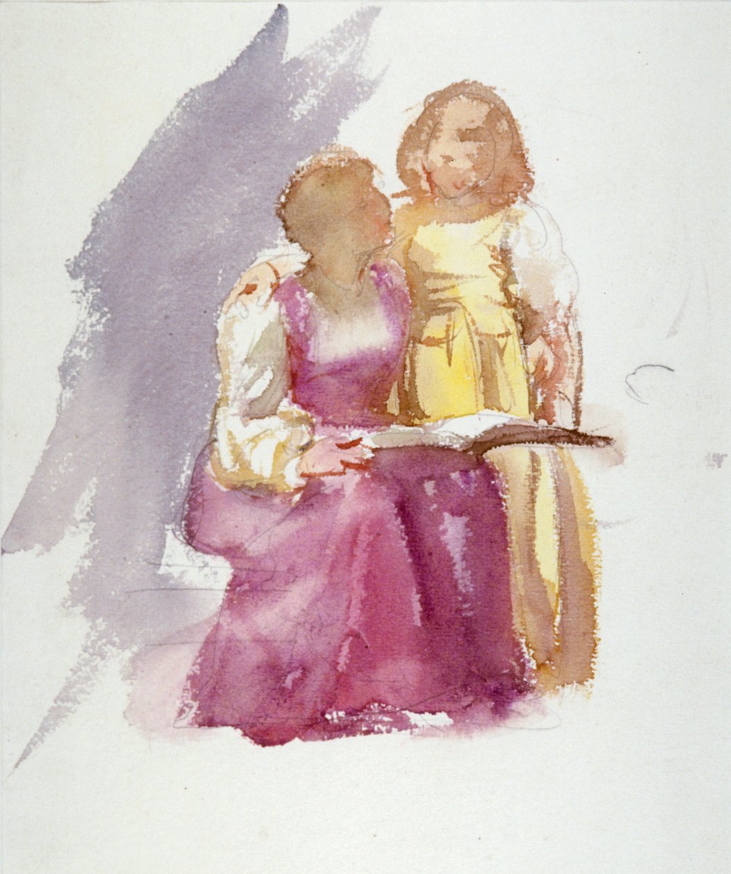 坐着的女人和一个年轻女孩》，约1864-1930年 作者 安娜·李·梅里特
