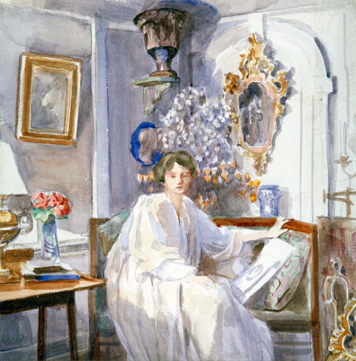 白衣少妇》，约1864-1930年 作者 安娜·李·梅里特