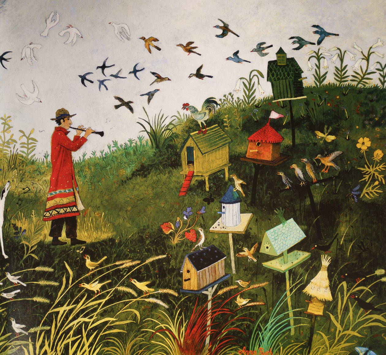 有黑鸟的鸟笛，2001 年（丙烯）。 作者 