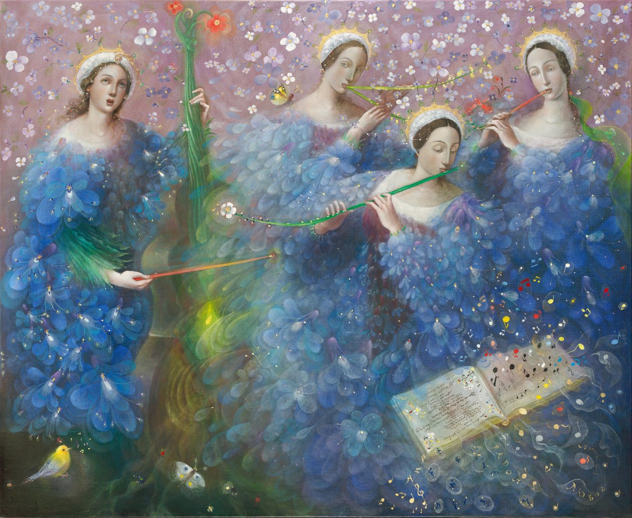 自然女神之歌 - 仿照马克斯-雷格的音乐，2013 年（比利时亚麻布上的油画） 作者 安娜尔·阿内莉亚·巴甫洛娃