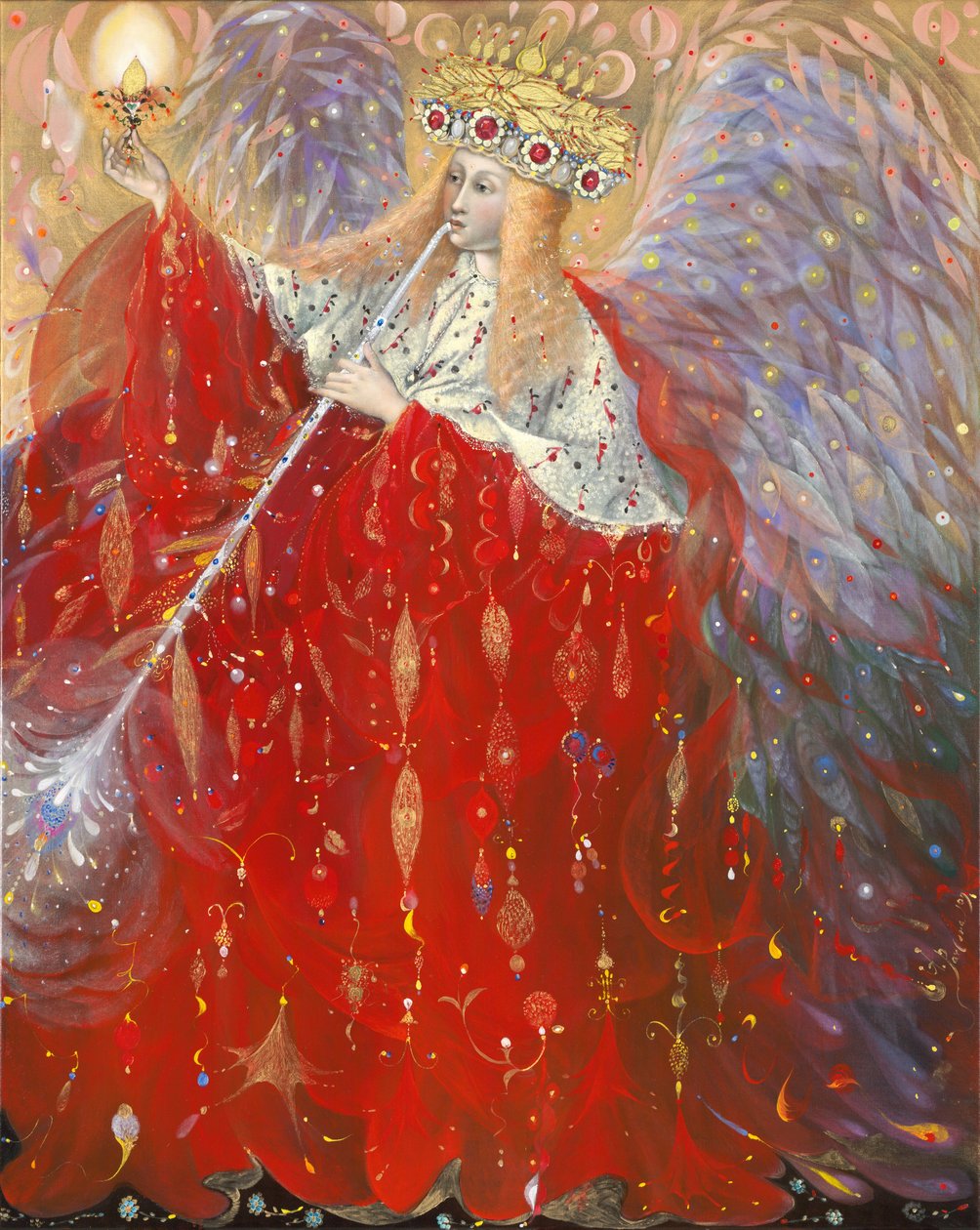 生命天使，2009 年（比利时亚麻布上的油彩和金箔） 作者 安娜尔·阿内莉亚·巴甫洛娃
