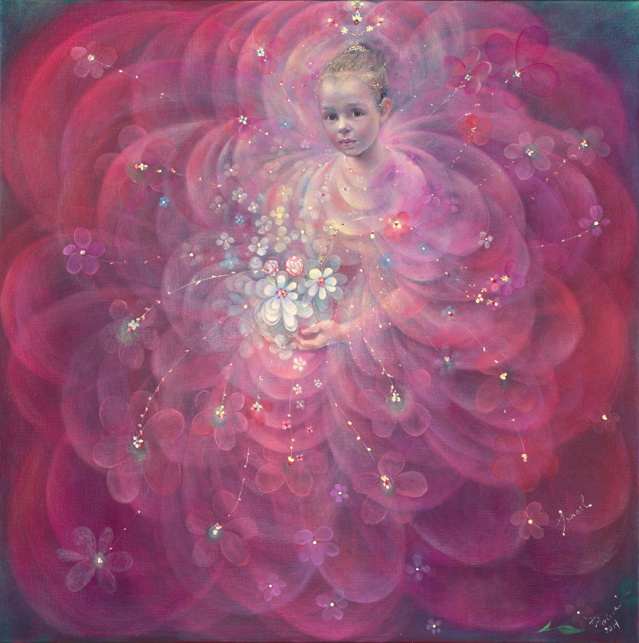 童年之花》，2014 年（比利时亚麻布油画） 作者 安娜尔·阿内莉亚·巴甫洛娃