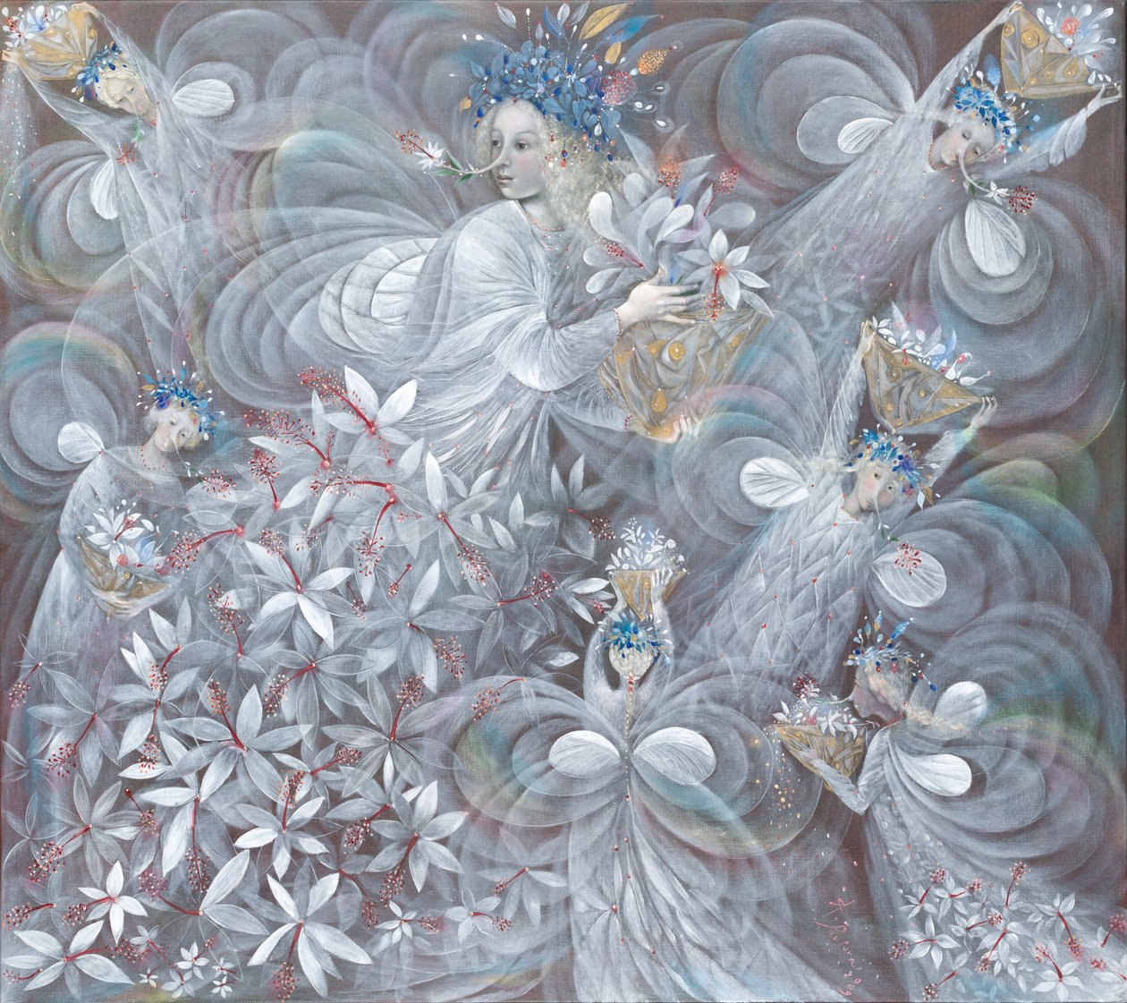 白芙蓉》，2009 年（比利时亚麻布上的油画） 作者 安娜尔·阿内莉亚·巴甫洛娃
