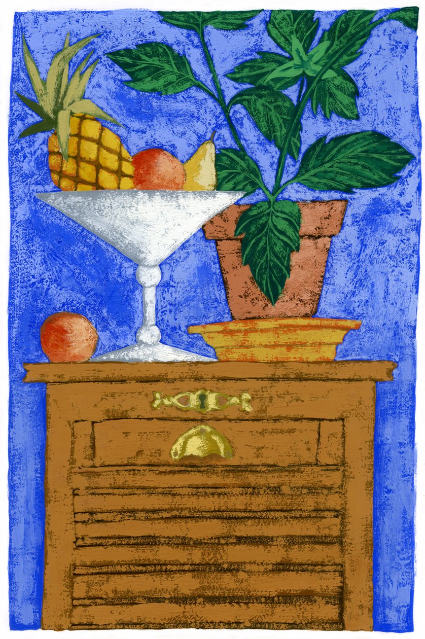 有菠萝的静物，2010 年（水粉画） 作者 安娜丽莎·摩洛哥