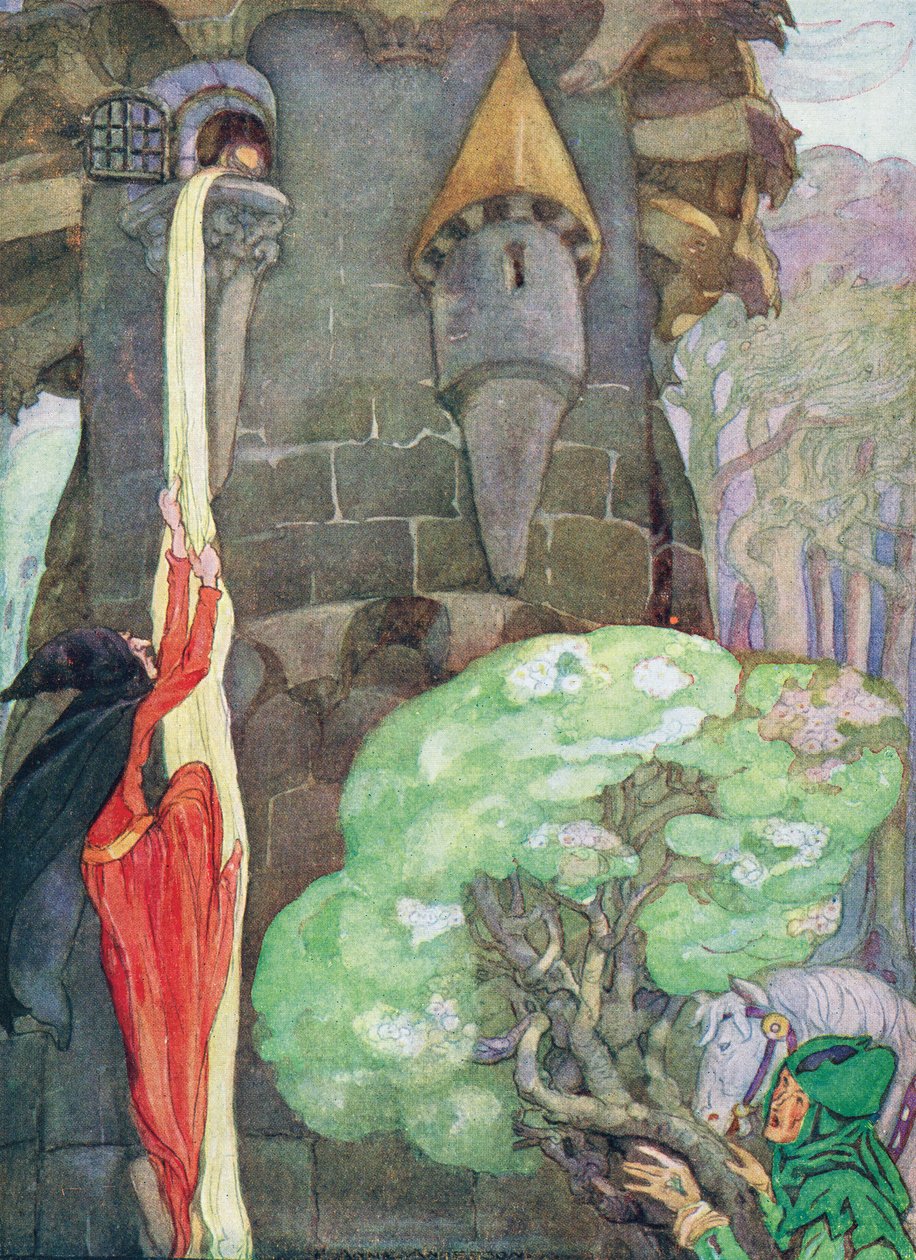 来自格林兄弟&39;Rapunzel&39;的插图 作者 安妮·安德森（Anne Anderson）
