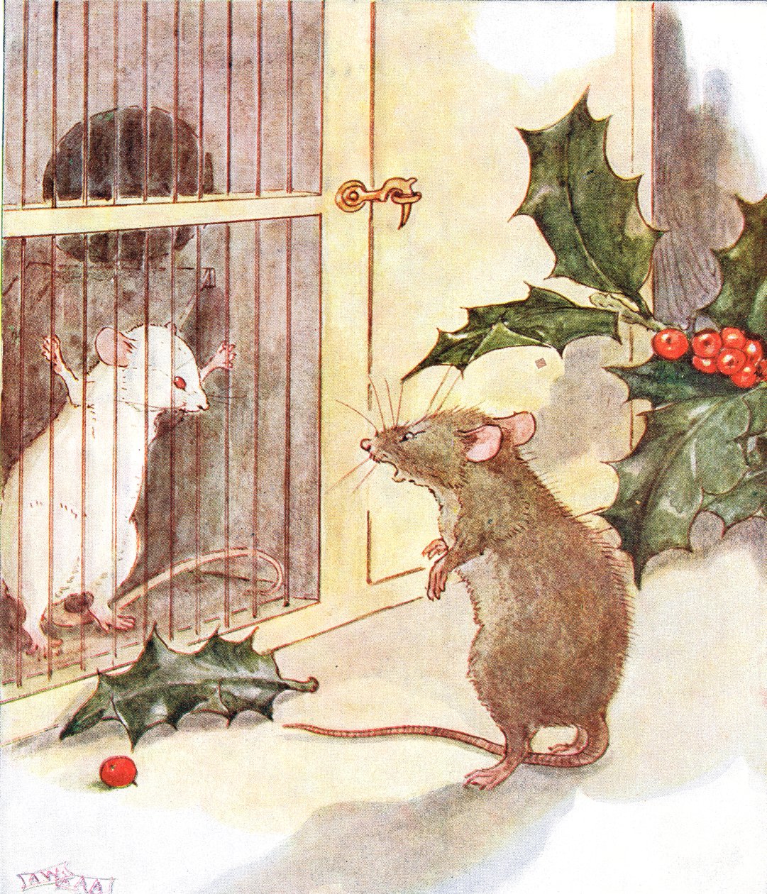 &39;看见一个监狱，里面是一只老鼠的白鬼&39;，来自&39;The Mischievious Mousie Book&39;的插图，由Thomas Nelson und Sons出版，20世纪20年代 作者 安妮·安德森（Anne Anderson）