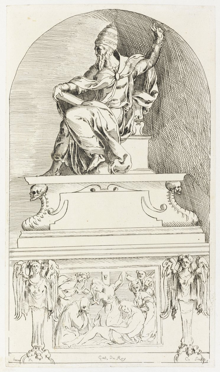 在Baccio（Bartolommeo）Bandinelli（打印）之后研究教皇克莱门特七世的坟墓 作者 安妮·克劳德·菲利普·德·卡勒斯