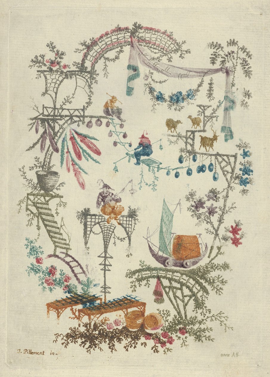中国风》选自《中国阿拉伯画集》（Nouvelle Suite de Cahiers Arabesques Chinois），1790-99。 作者 安妮·艾伦