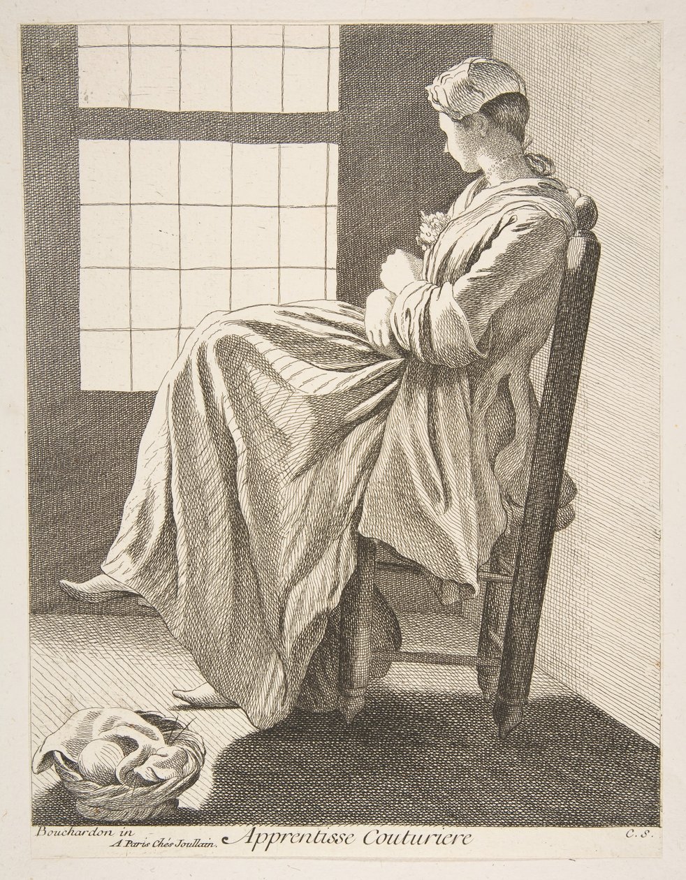 缝纫学徒，1737年。 作者 安妮·克劳德·菲利普·德·卡勒斯