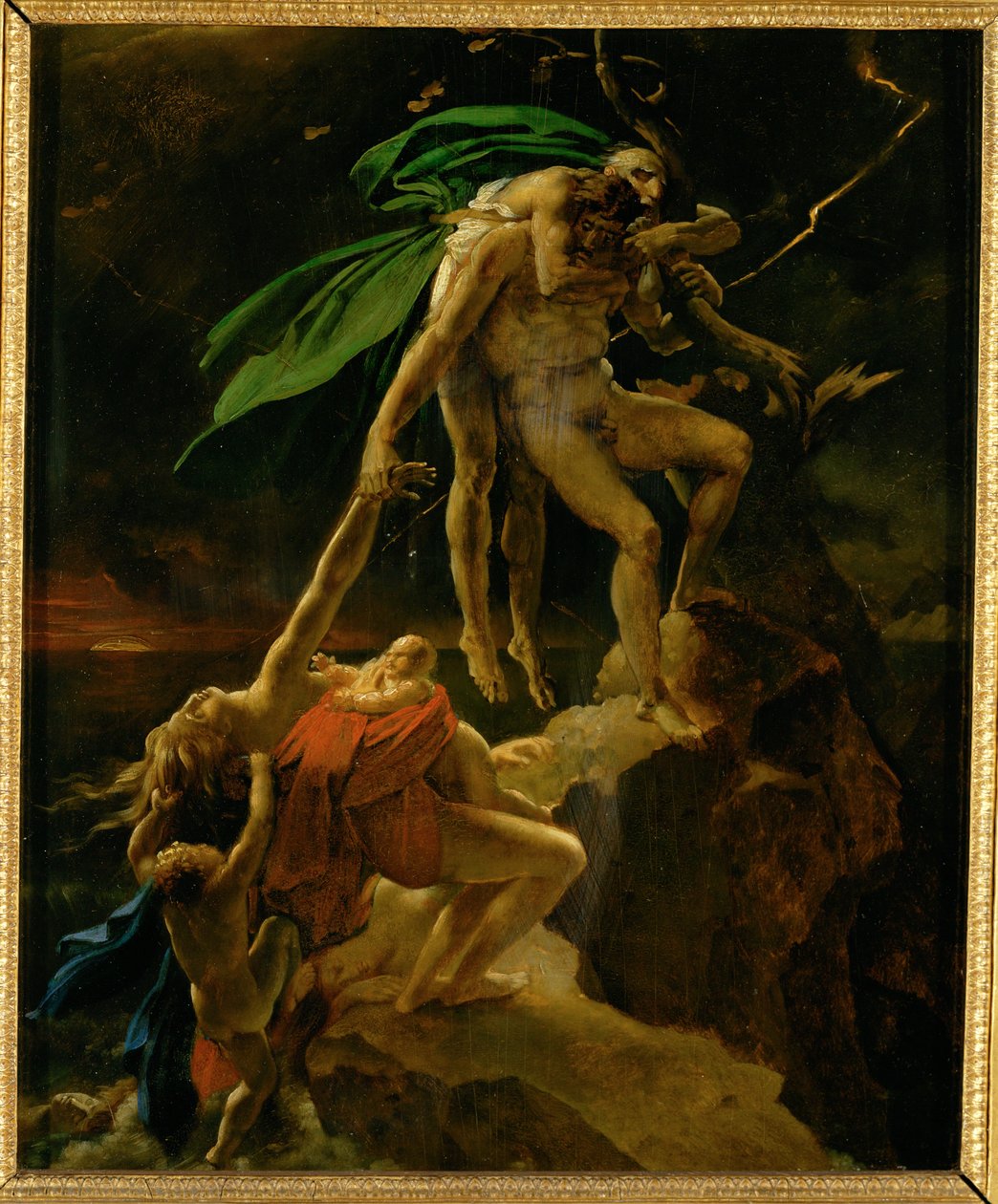 Scene du Deluge, Esquisse, Salon 1814 - 洪水中的场景... 作者 安妮·路易斯·吉洛代·德·鲁西·特里奥松