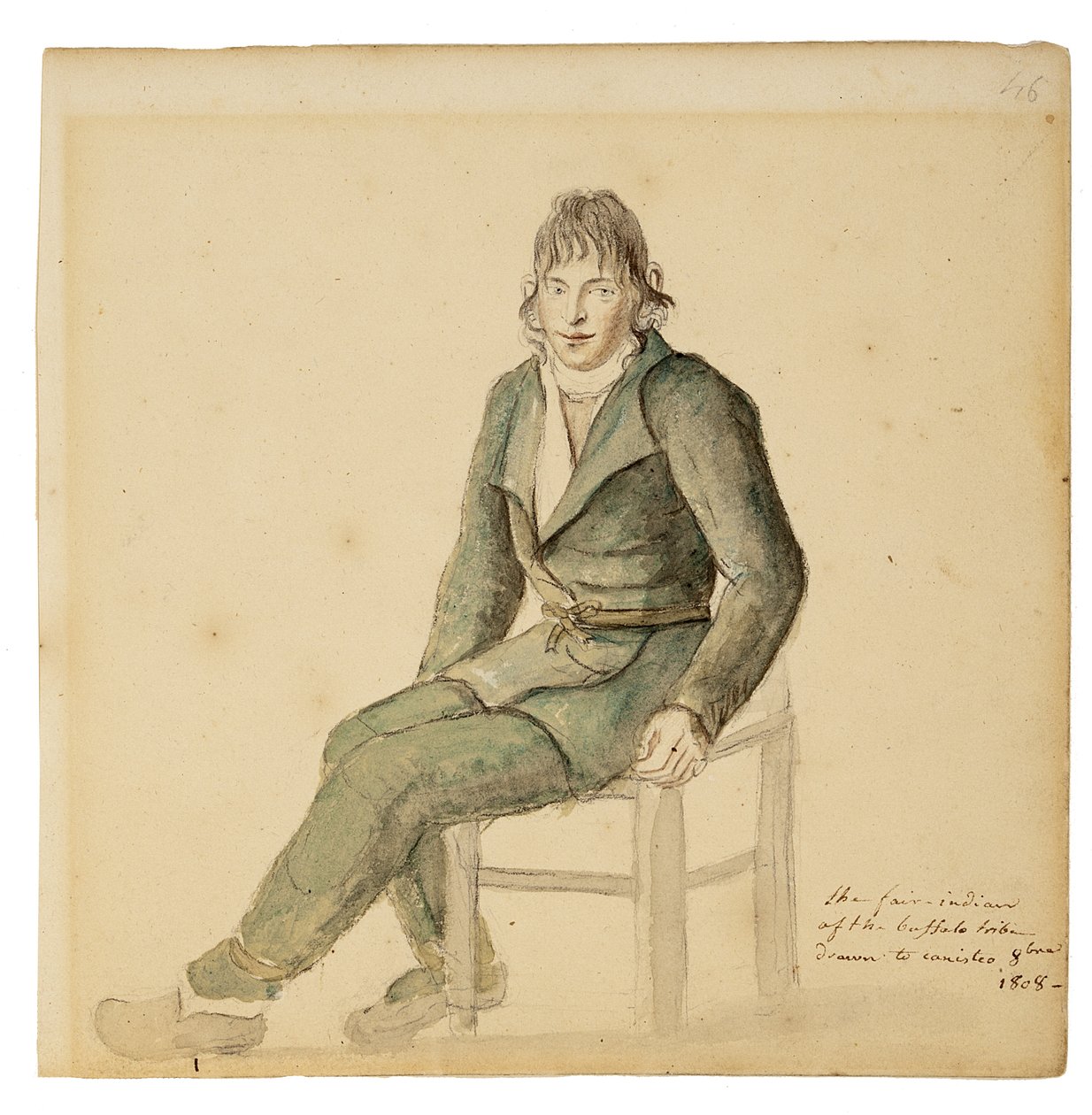 公平的美国印第安人布法罗部落，Canisteo，纽约，1808年（水彩，石墨和纸上的木炭） 作者 安妮·玛格丽特·海德·德·诺伊维尔