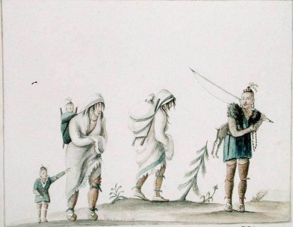 印度家庭，约1807年（纸上水彩画） 作者 安妮·玛格丽特·海德·德·诺伊维尔