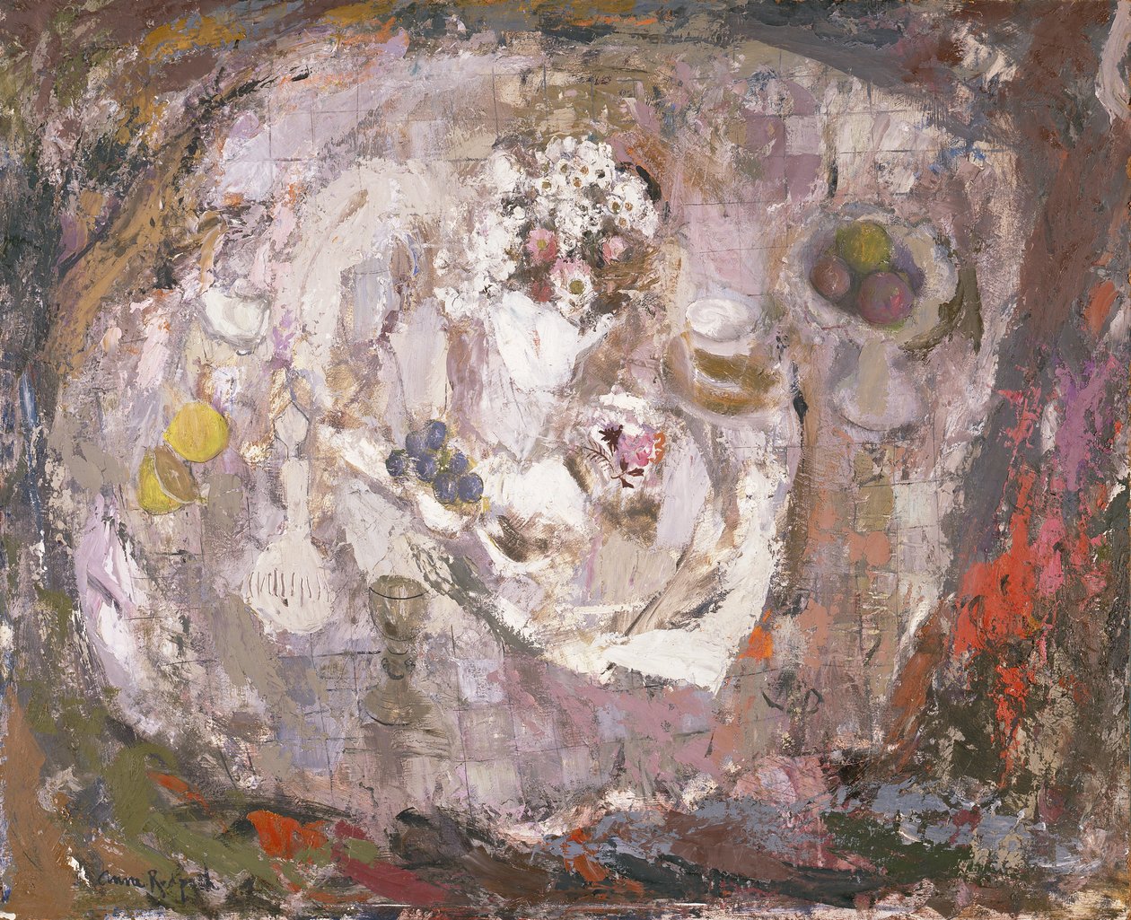 桌面，c.1961（硬纸板油画） 作者 安妮·雷德帕斯