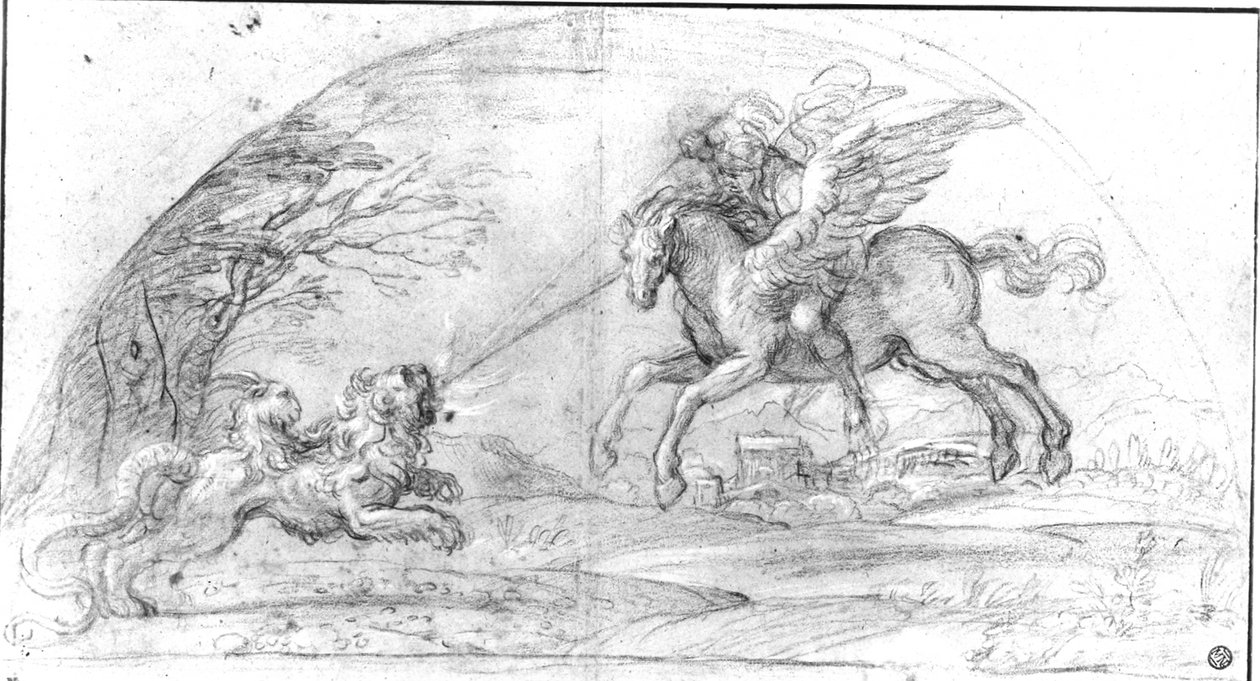 Bellerophon与Chimaera战斗 作者 Annibale Carracci