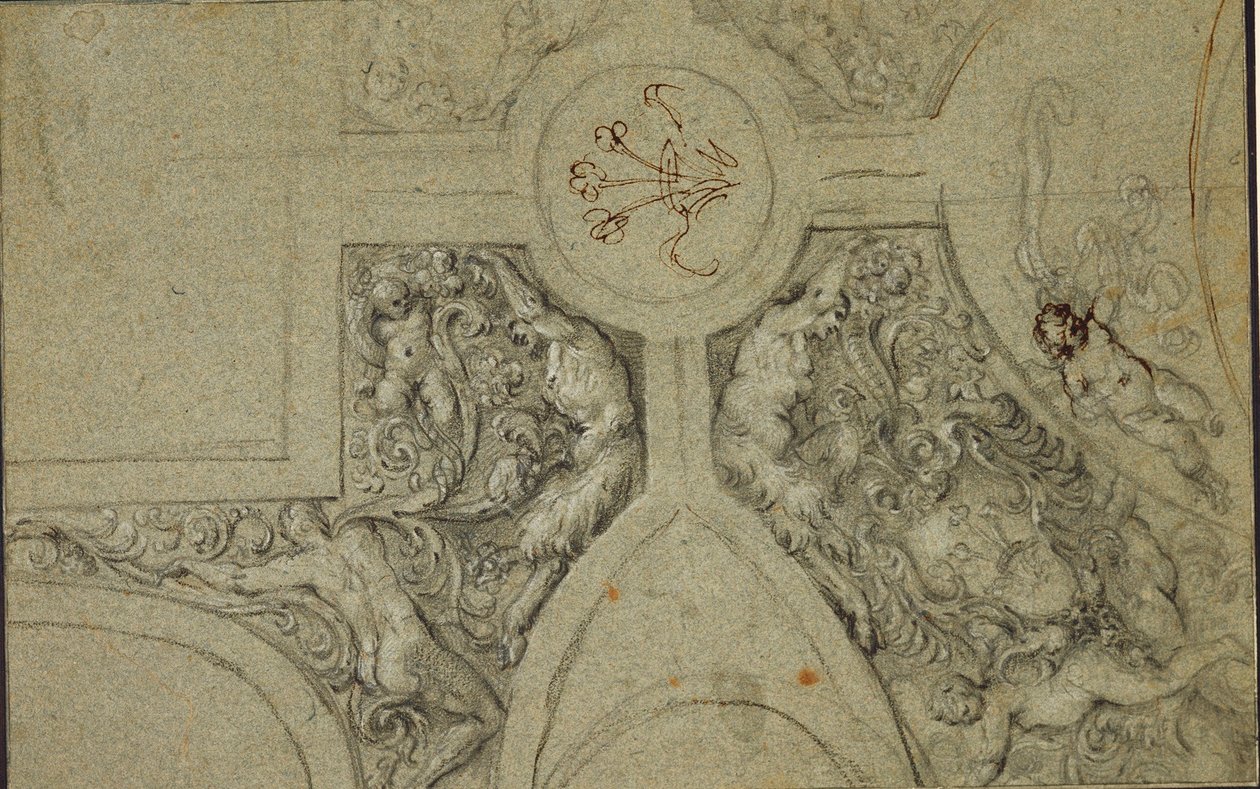 为Camerino Farnese设计天花板装饰框架 作者 Annibale Carracci